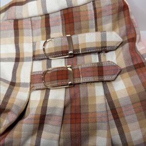 Girls size 8 Burberry vibes Plaid Pleated Skirt with Buckle Accents